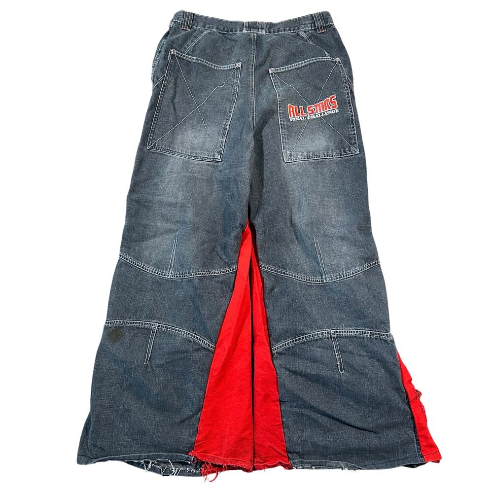 Y2K  Baggy Wide Leg Cargo Jeans 30x27 Rework WXY All Stars Denim Customized